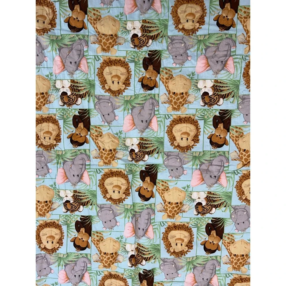 Safari Jungle Luvable Friends Baby OS Blue Tan Animal Print Ruffle Quilt Blanket